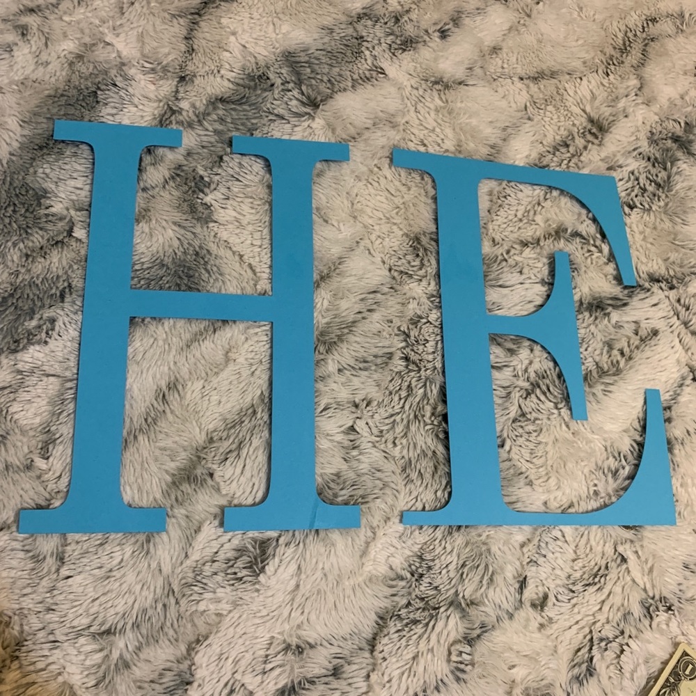 He or she backdrop letters for gender reveal